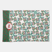 Corgi Muster Monogram Christmas Dog Küchentuch (Horizontal)