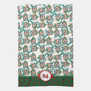 Corgi-Muster-Monogramm-Weihnachten-Hund-Küchenhand Geschirrtuch