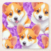 Corgi-Muster Rechteckiger Pappuntersetzer (Vorderseite)