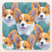 Corgi-Muster Rechteckiger Pappuntersetzer (Vorderseite)