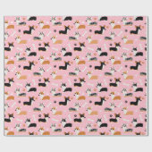 Corgi-Muster Rosa Geschenkpapier (Flach)