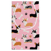 Corgi-Muster Rosa Kleine Geschenktüte (Rückseite)