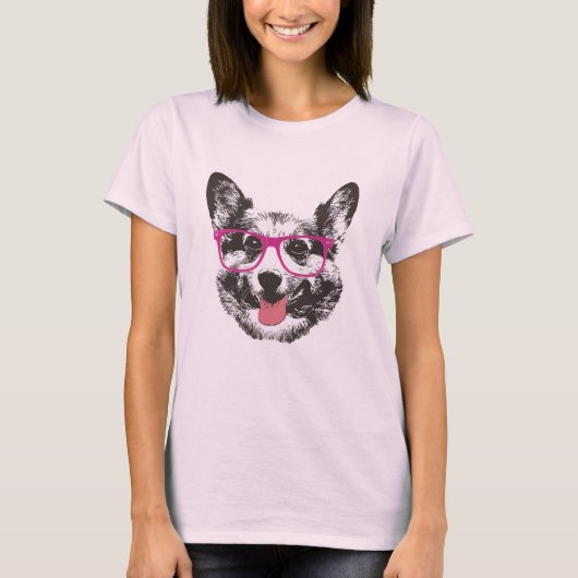 Corgi-Nerdy HundeHipster T-Shirt (Vorderseite)