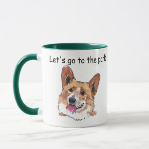 Corgi Niedlich Happy Lächeln Hund   Lass zum Park Tasse