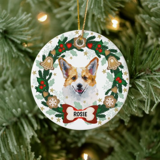 Corgi Niedlich Hund Weihnachten Niedlicher Hund Co Keramik Ornament (Baum)