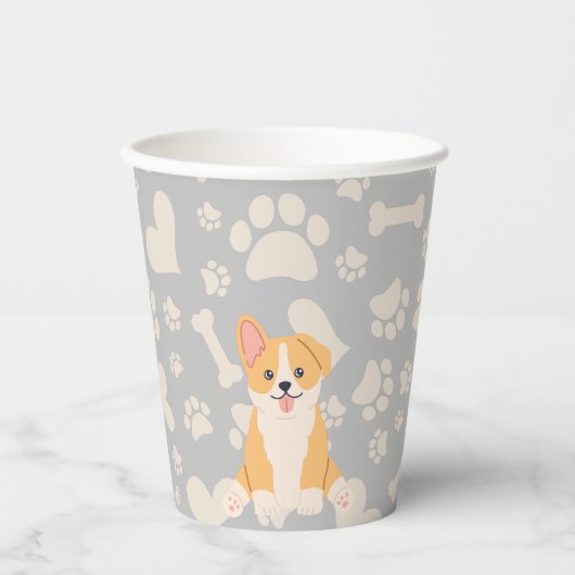 Corgi Niedlich Pappbecher (Vorderseite)
