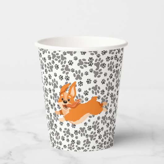 Corgi Niedlich Pappbecher (Vorderseite)