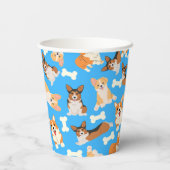 Corgi Niedlich Pattern Blau Pappbecher (Rückseite)