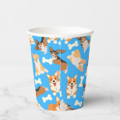 Corgi Niedlich Pattern Blau Pappbecher (Rechts)