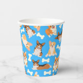 Corgi Niedlich Pattern Blau Pappbecher (Vorderseite)
