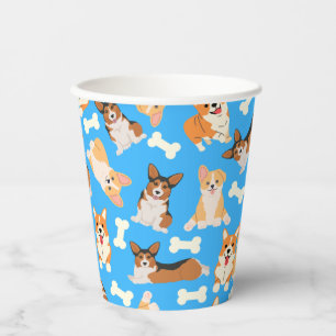 Corgi Niedlich Pattern Blau Pappbecher