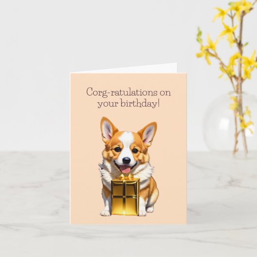 Corgi-Niedliche Weihnachtskarte Karte (Gelbe Blume)