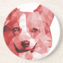 Corgi-niedrige Polykunst im Rot Sandstein Untersetzer