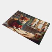 Corgi Nordpol Postamt Kunst Fußmatte (Schrägansicht)