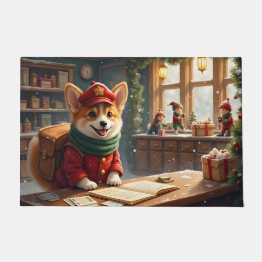 Corgi Nordpol Postamt Kunst Fußmatte (Vorderseite)