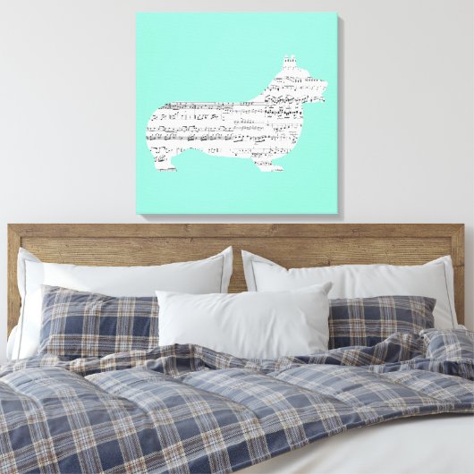 Corgi Notes Leinwanddruck (Insitu (Schlafzimmer))