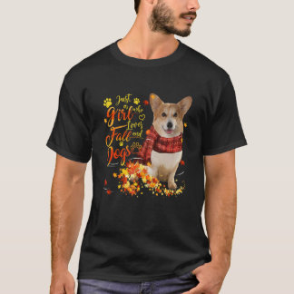 Corgi Nur Ein Mädchen Das Herbst Und Hunde Liebt T-Shirt
