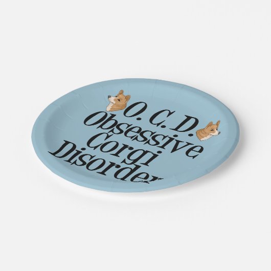 Corgi Obsessed Pappteller (Schrägansicht)