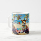 Corgi on Beach, Sommergeschenk für Hundefreunde Kaffeetasse (Vorderseite Links)