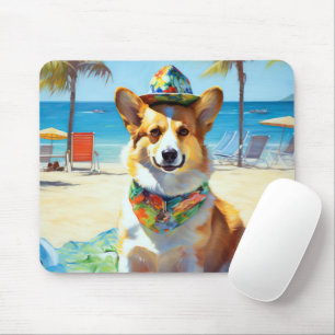 Corgi on Beach, Sommergeschenk für Hundefreunde Mousepad