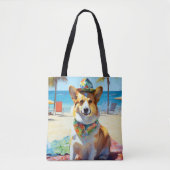 Corgi on Beach, Sommergeschenk für Hundefreunde Tasche (Vorderseite)