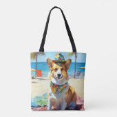 Corgi on Beach, Sommergeschenk für Hundefreunde Tasche (Rückseite)
