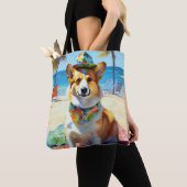 Corgi on Beach, Sommergeschenk für Hundefreunde Tasche (Von Nahem)