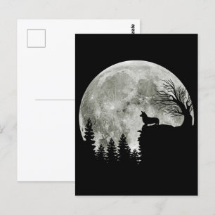 Corgi On Mountain Blood Moon Halloween Postkarte