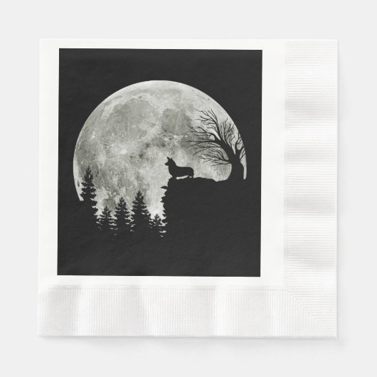Corgi On Mountain Blood Moon Halloween Serviette (Vorderseite)