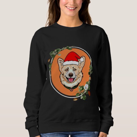 Corgi Orange Bloral Circle Sweatshirt (Vorderseite)