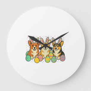 Corgi-Oster-T-Shirt_1 Große Wanduhr