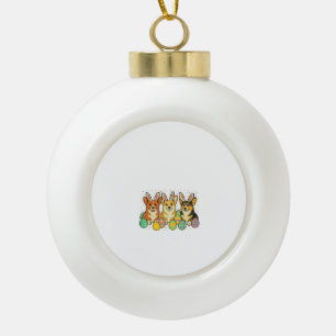 Corgi-Oster-T-Shirt_1 Keramik Kugel-Ornament