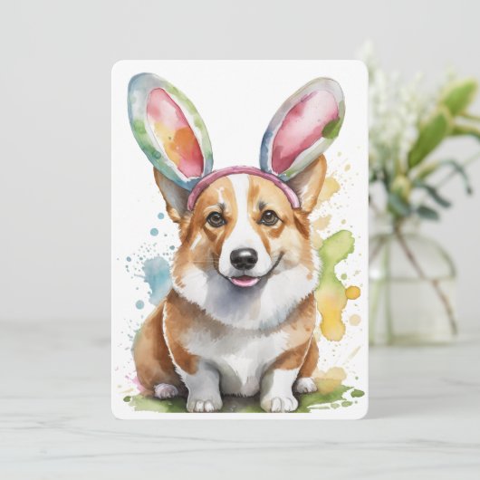 Corgi Osterhase im Training Einladung (Stehend Vorderseite)