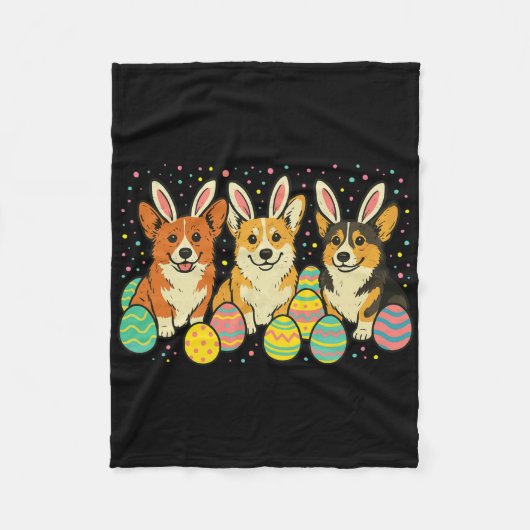 Corgi Ostern  Fleecedecke (Vorderseite)