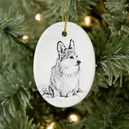 Corgi-Oval-Ornament Keramik Ornament