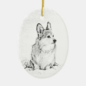 Corgi-Oval-Ornament Keramik Ornament (Vorne)