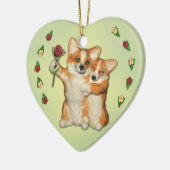 "Corgi-Paare" Corgi-Verzierung Keramik Ornament (Links)