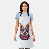 Corgi Patriotic Dog USA Flag Schürze (Getragen)