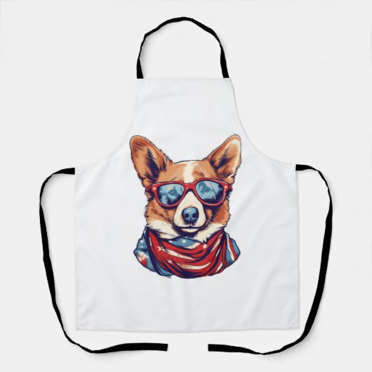 Corgi Patriotic Dog USA Flag Schürze (Vorderseite)