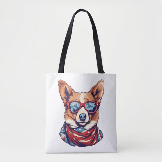 Corgi Patriotic Dog USA Flag Tasche (Vorderseite)