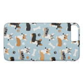 Corgi Pattern Blau Case-Mate iPhone Hülle (Rückseite (Horizontal))