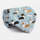 Corgi Pattern Blau Krawatte (Gerollt)
