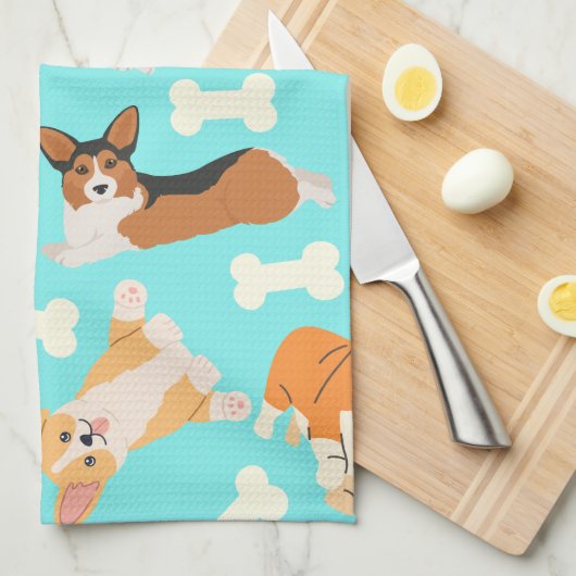 Corgi Pattern Geschirrtuch (Viertel Falte)