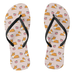 Corgi Peach Sploot Flip Flops Badesandalen