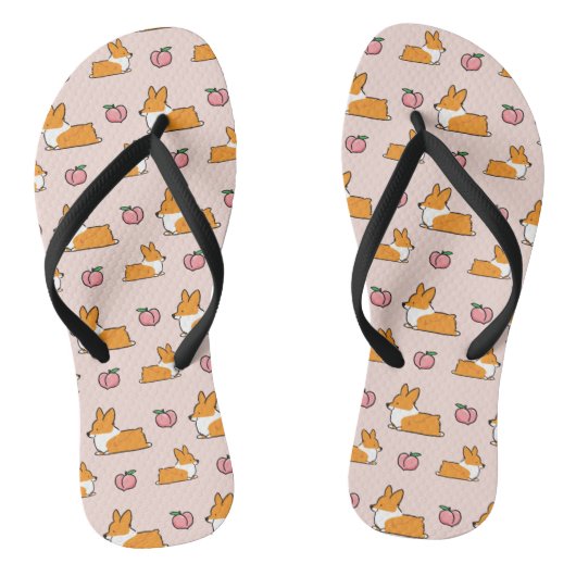 Corgi Peach Sploot Flip Flops Badesandalen (Fußbett)