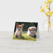 Corgi (Pembroke Welsh) Welppy Dog Note Card Karte (Gelbe Blume)