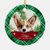 Corgi Personalisiert Erste Weihnachten Keramik Ornament (Vorne)