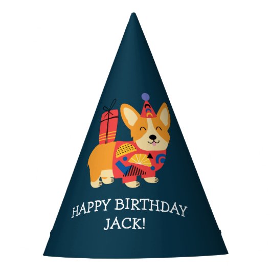 Corgi Personalisiert Geburtstag Partyhütchen (Vorderseite)