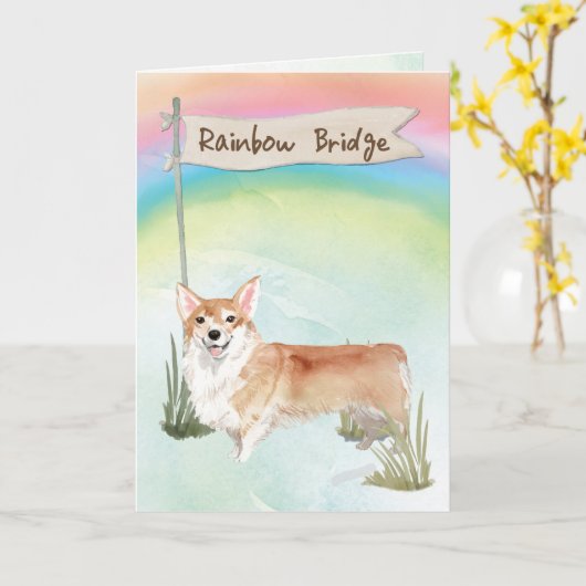 Corgi Pet Beileid über Regenbogenbrücke Karte (Gelbe Blume)