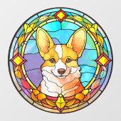 Corgi Pet Dog Portrait Imitate gestanzt Glas Fensteraufkleber (Blatt)
